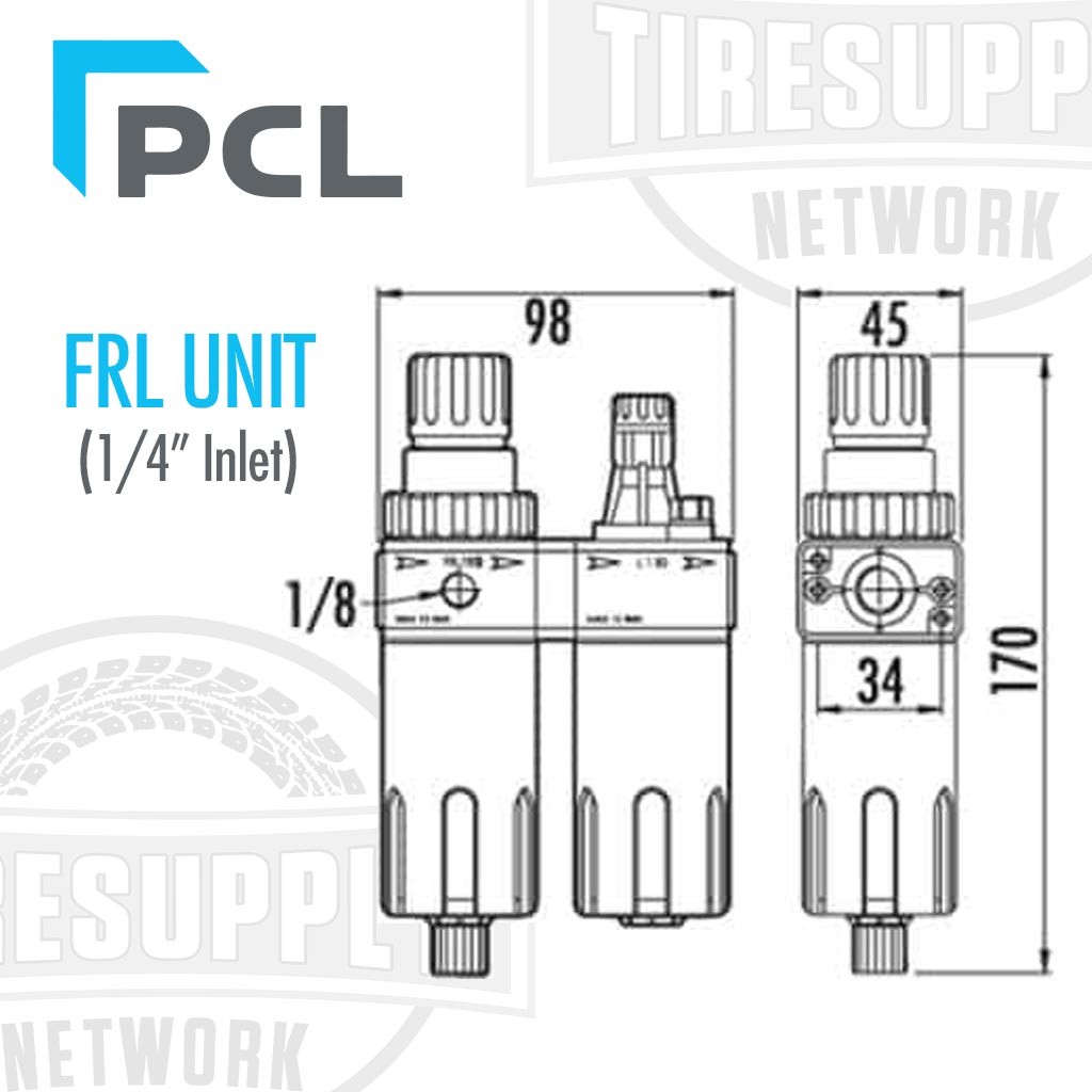 PCL | FRL Unit Filter-Regulator-Lubricator 1/4″ NPT (ATCFRL6)