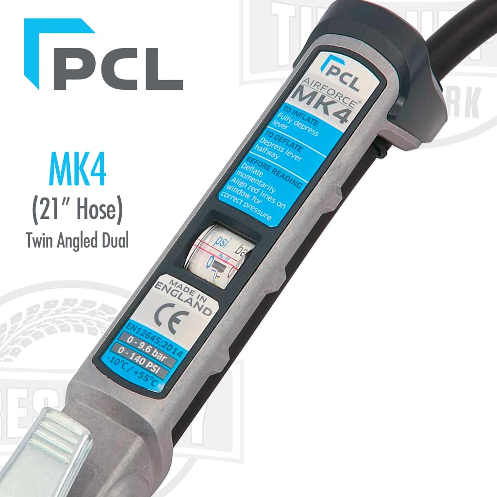 PCL | Airforce MK4 Truck Tire Inflator Gauge with 21″ Hose &amp; Twin Angled Dual Foot Chuck (AFG5A09)