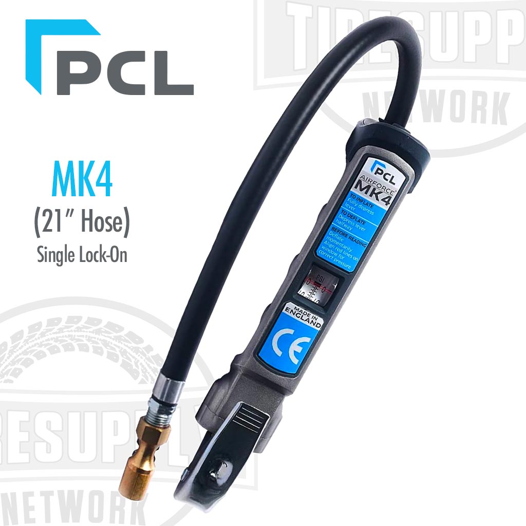 PCL | Airforce MK4 Truck Tire Inflator Gauge with 21″ Hose &amp; Single Lock-On Clip-On Chuck (AFG5A091)