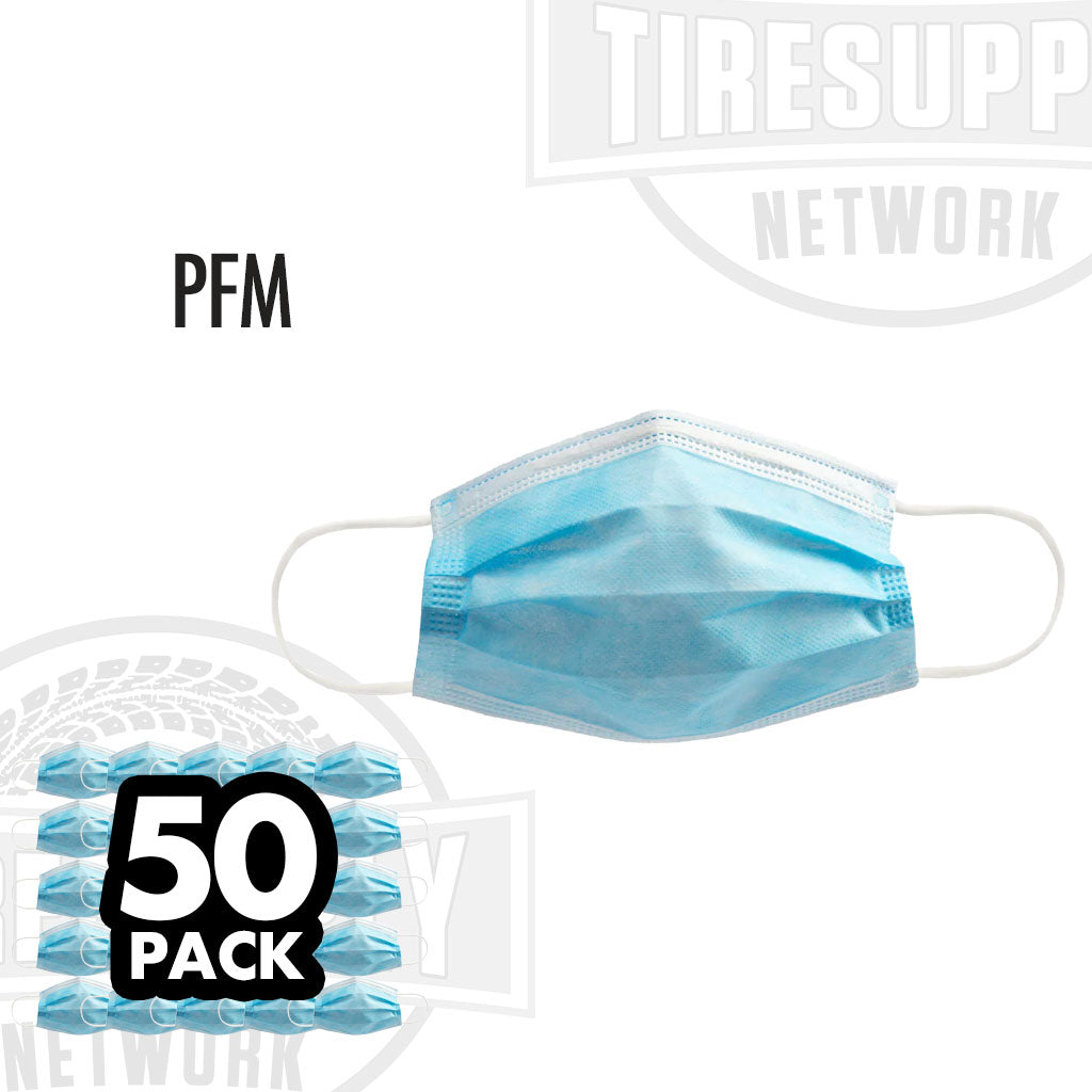 Disposable 3-Ply Blue Face Masks with Ear-Loops - Box of 50 (PFM)