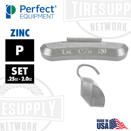 Perfect Equipment Hofmann Power Weight (P-Style) Uncoated Zinc Clip-On Wheel Weights, Zinc .25oz-2.0oz