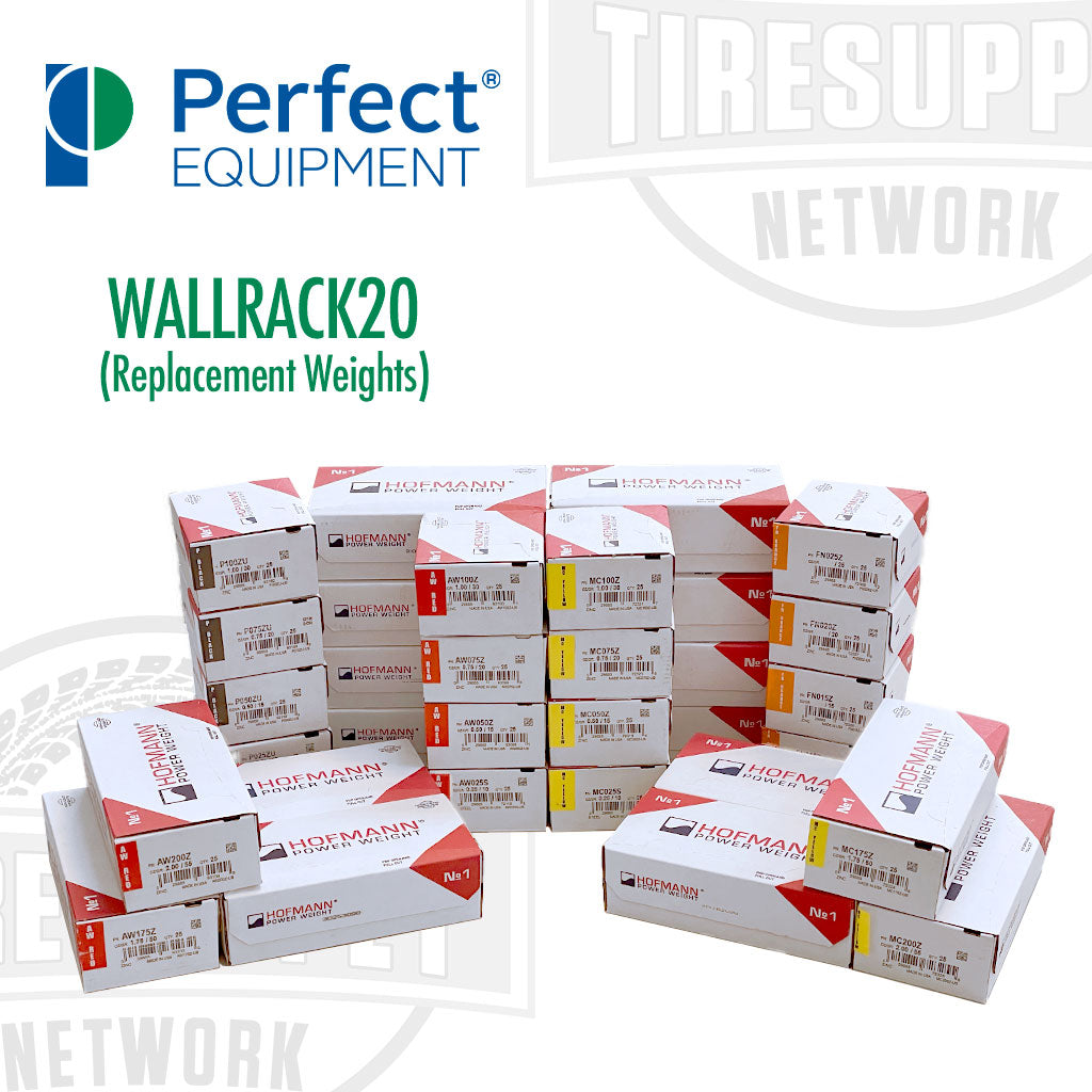 Perfect Equipment | Wheel Weight Rack: 4 Shelves - 19.25" x 34" x 8.5" HxLxW (WALLRACK20)