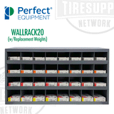 Perfect Equipment | Wheel Weight Rack: 4 Shelves - 19.25" x 34" x 8.5" HxLxW (WALLRACK20)