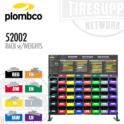 Plombco 52002 rack with weights: REG, AW, EN, MC, T, IAW, LH