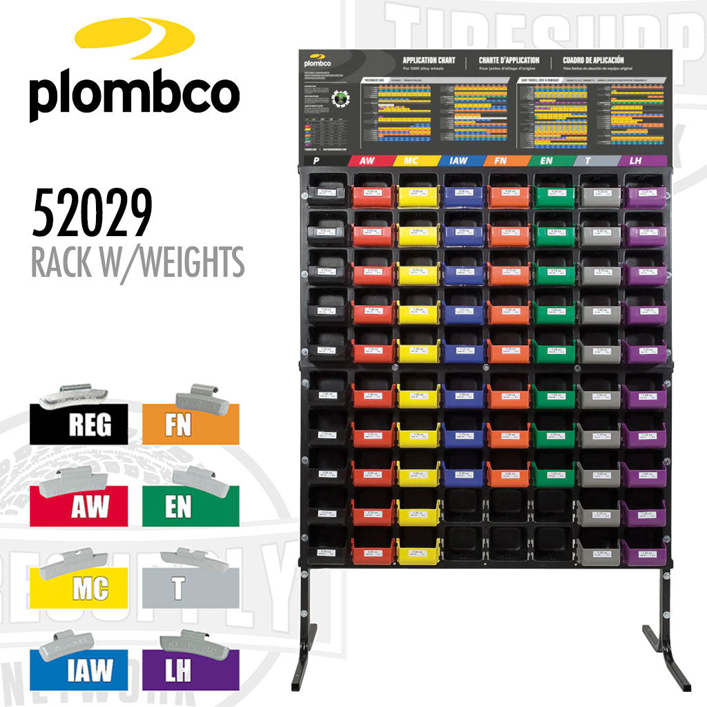 Plombco | Kit Passenger 80 Wheel Weight Assortment Rack - Choose with Zinc Weights or Rack Only (52029)