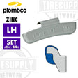 Plombco Zinc LH clip on wheel weight, .25oz - 2.0oz set