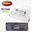A photo of a Prema PR-124-HC Heat Cure Radial Tire Repair Patch box, with a white background displaying the product name and size information.