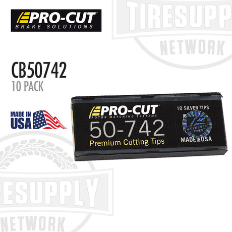 Pro-Cut cutting tips packaging with branding and product details on a white background. CB50742, 10 pack