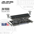 Rolling jack with QSP and TIRE SUPPLY Network branding on a white background. QSP | Rolling Jack 9,000 lb Capacity - Air Bags (JW-9000)