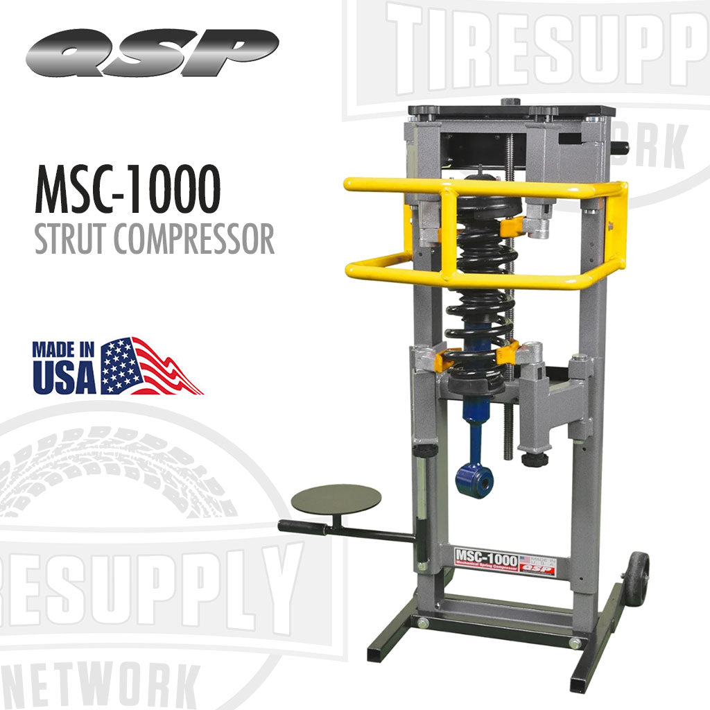 MSC-1000 strut compressor with QSP branding on a white background. QSP | Strut Compressor - Wall Mounted (MSC-1000)