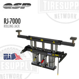 Rolling jack with QSP and TIRE SUPPLY branding on a white background. QSP | Pneumatic Rolling Jack 7,000 lb Capacity (RJ-7000)
