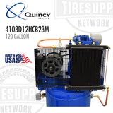 Quincy | Two-Stage 120 Gallon QT 10HP Air Compressor 230V, 3PH - Horizontal MAX (4103D12HCB23M)