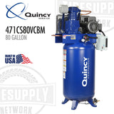 Quincy | Two-Stage 80 Gallon QT 7.5-HP Air Compressor 230V, 1PH - Vertical MAX (471CS80VCBM)