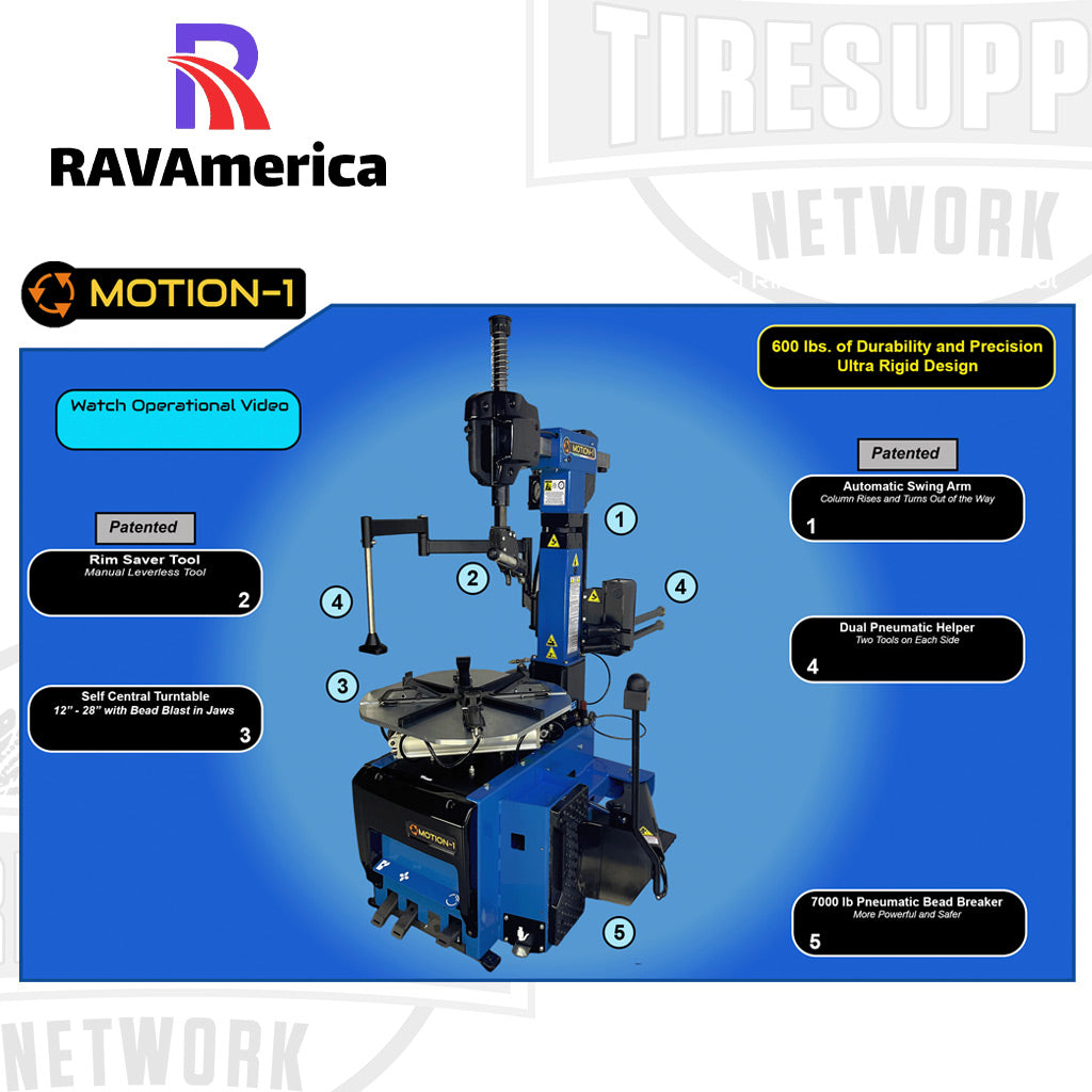 RAVAmerica | Automatic Swing Arm Tire Changer (Motion 1)