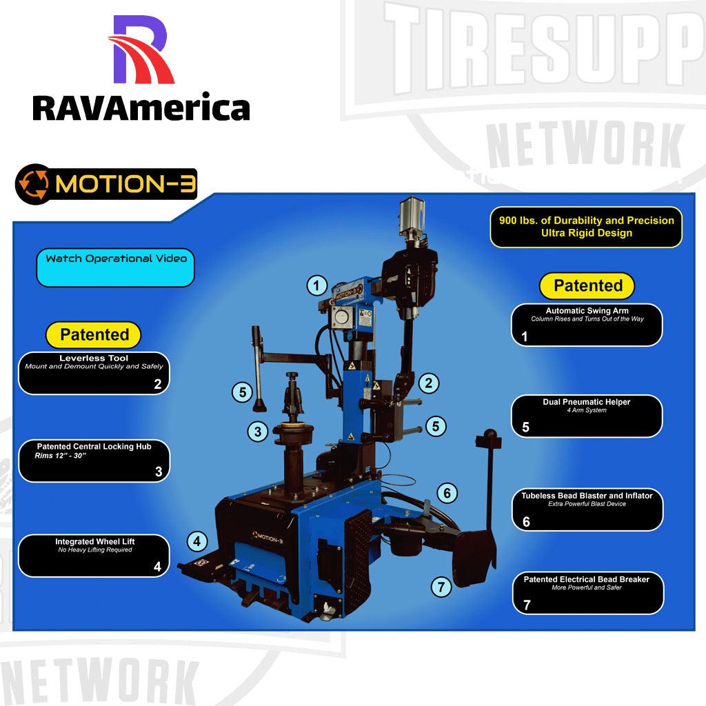 RAVAmerica | Leverless Automatic Tire Changer (Motion 3)