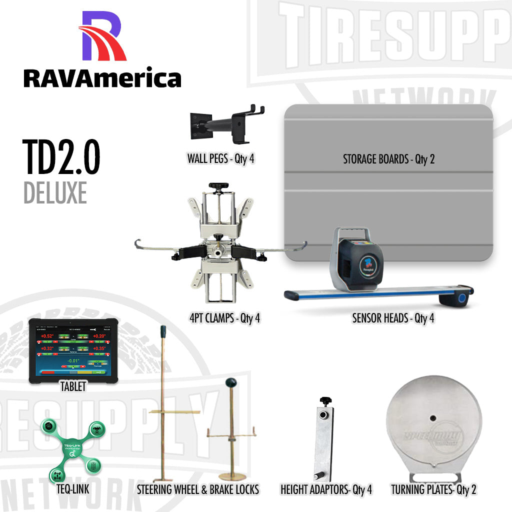 RAVAmerica | TD 2.0 Deluxe Package 2 Post Wheel Aligner (TD2.0-Deluxe)