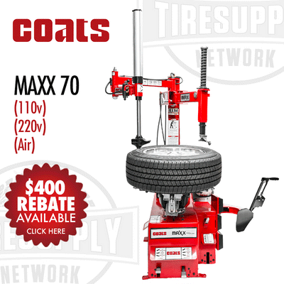 Coats MAXX 70 | Rim Clamp Tire Changer with Robo-Arm Helper Device - Electric or Air Motor