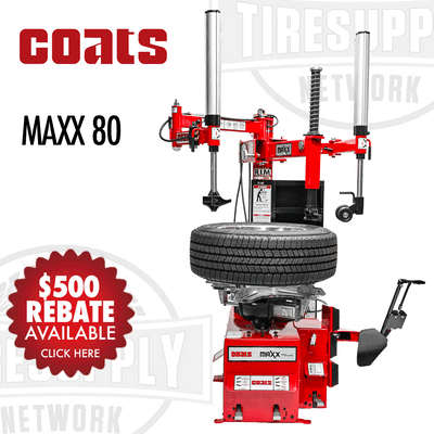 Coats MAXX 80 | Rim Clamp Tire Changer with Robo-Arm & Robo-Roller Tool - Electric or Air Motor