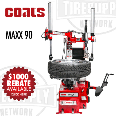 Coats MAXX 90 | Rim Clamp Tire Changer with Leverless Tool Head & Helper Arms - 220V or Air Motor