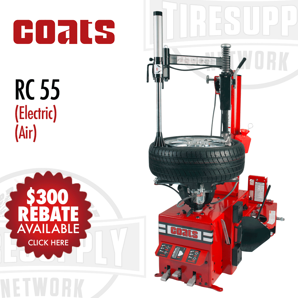 Coats RC 55 | Rim Clamp Tire Changer with RC Robo-Arm Helper Device - Electric or Air Motor