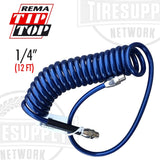 Rema | Polyurethane Coil Air Hose 1/4″ I.D. x 12′ Length with 1/4″ MPT Ends (840P)