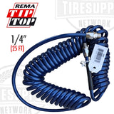 Rema | Polyurethane Coil Air Hose 1/4″ I.D. x 25′ Length with 1/4″ MPT Ends (841P)