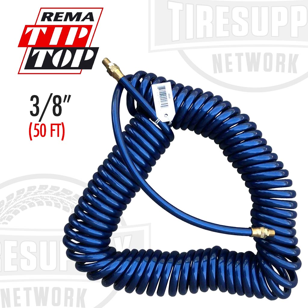 Rema  Polyurethane Coil Air Hose 3/8″ I.D. x 50′ Length with 1/4″ MPT -  Tire Supply Network