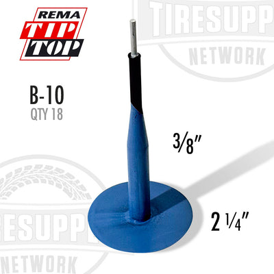 Blue tire pressure gauge with REMA Tip Top branding on a white background. B-10. B10