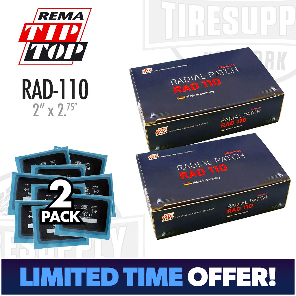 Rema | Radial Tire Patch Repair Unit - 2"x2.75" - Qty 40 Patches (RAD-110)