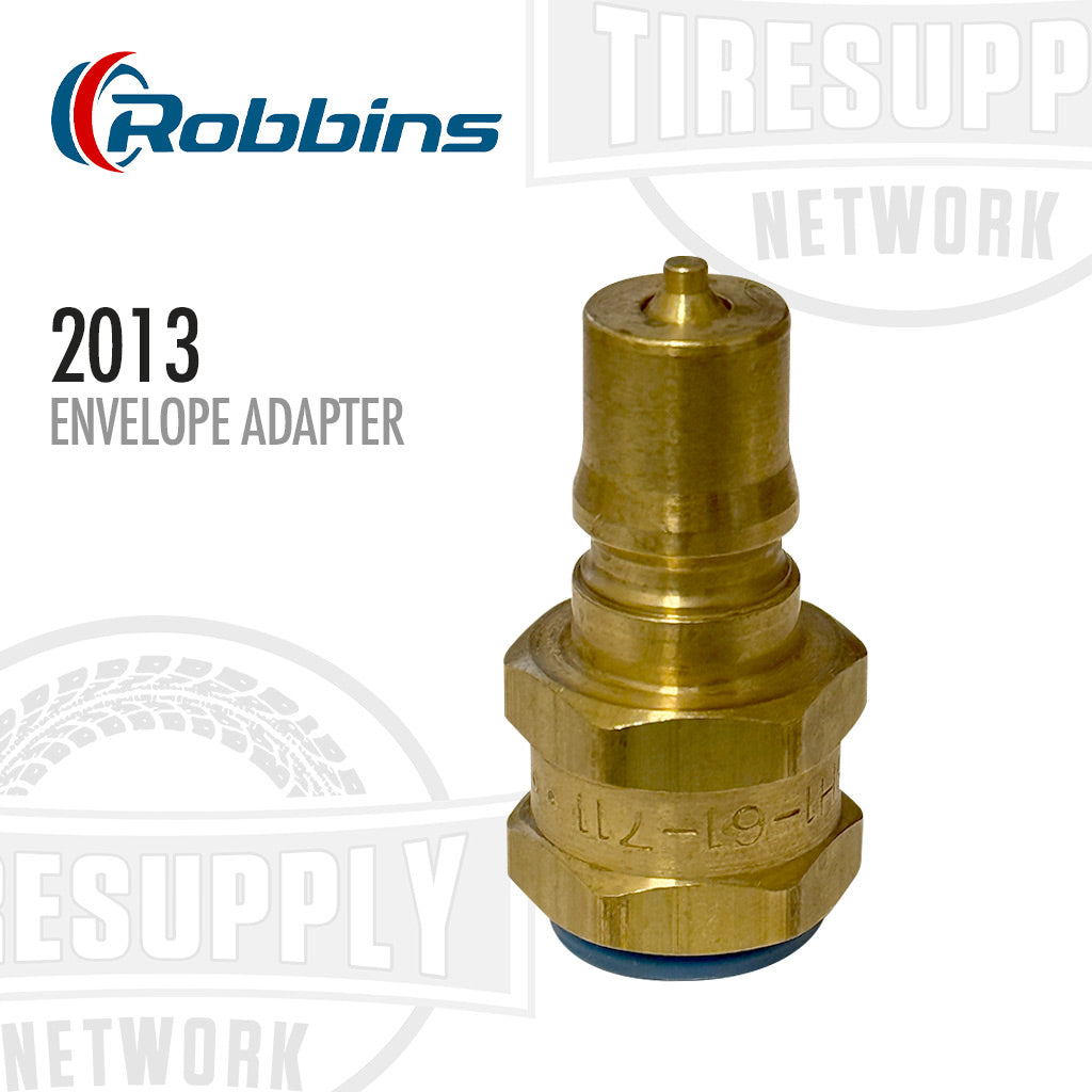 Brass envelope adapter with Robbins logo and '2013 Envelope Adapter' text on a white background.