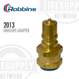 Brass envelope adapter with Robbins logo and '2013 Envelope Adapter' text on a white background.