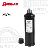 Robinair Recycling Filter-Drier with model number 34724 written on it, predominantly black in color, typically used in air conditioning and refrigeration systems.