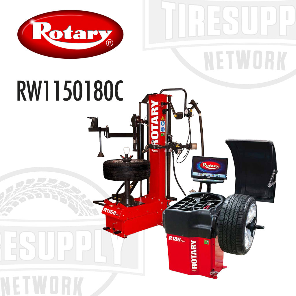 Rotary | Tire Master Combo: R1150 Leverless Center-Post Tire Changer &amp; R180 Pro 3D Auto Wheel Balancer (RW1150180C)