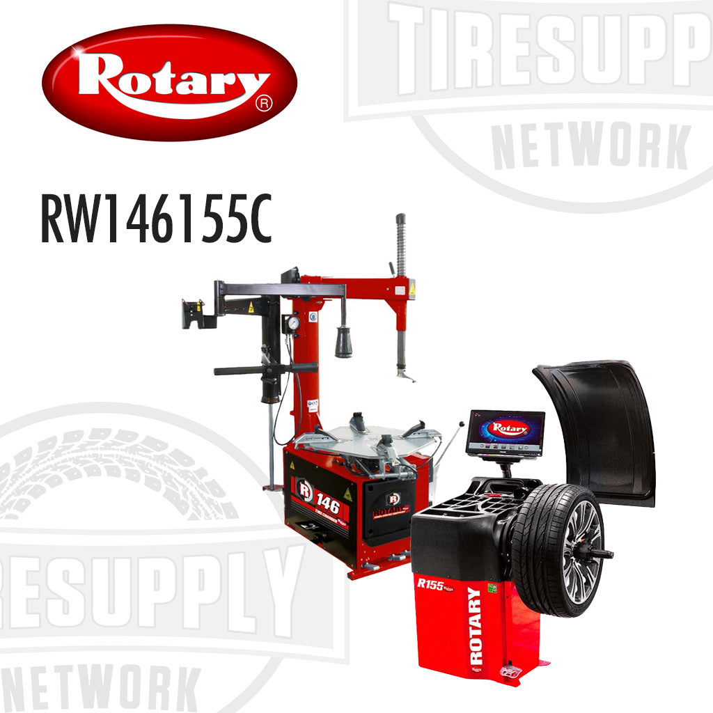 Rotary | Professional Combo: R146RP Swing Arm Tire Changer w/ Helper Arm &amp; R155 Pro 3D Wheel Balancer (RW146155C)