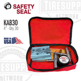 Safety Seal kit with tools and materials in a red case, branded with Safety Seal and Tire Supply Network. KAB30