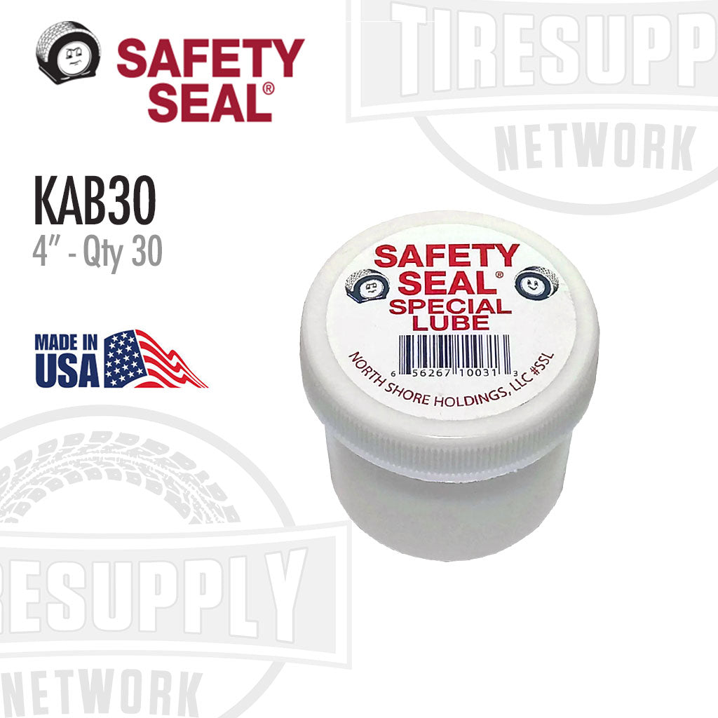Safety Seal Special Lube container with branding and product details on a white background. KAB30