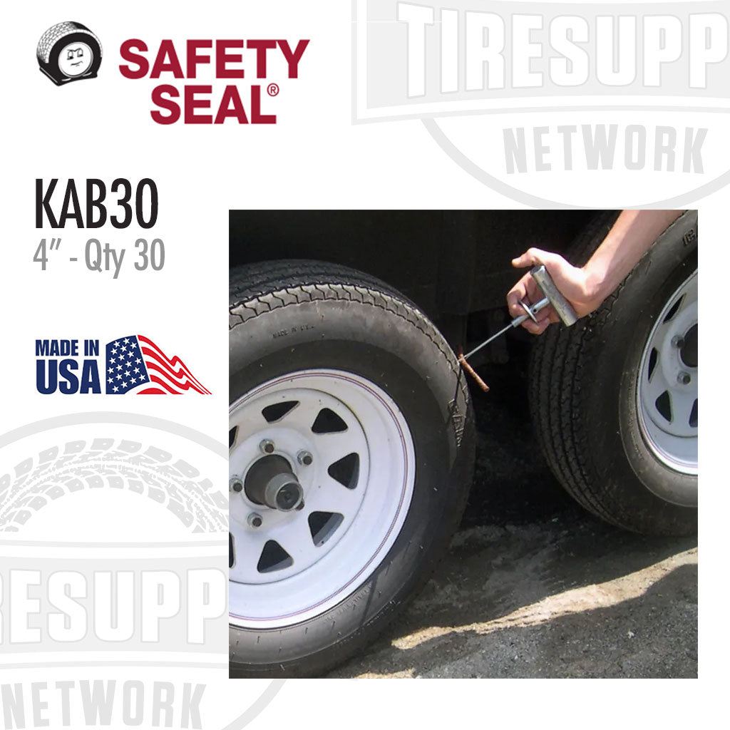 Safety Seal KAB30 tire repair kit with a person using a tool on a tire. KAB30