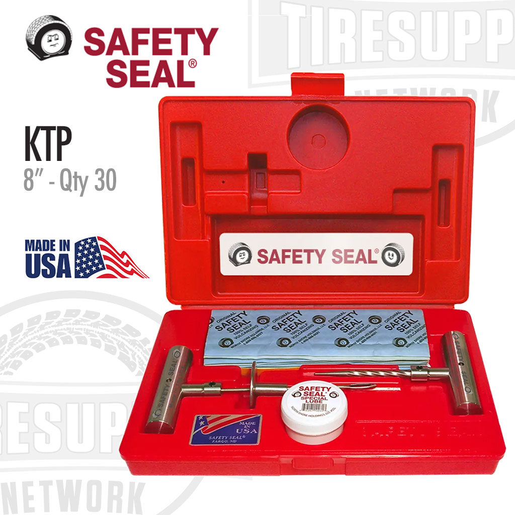 Safety Seal tire repair kit with red case on a white background. KTP