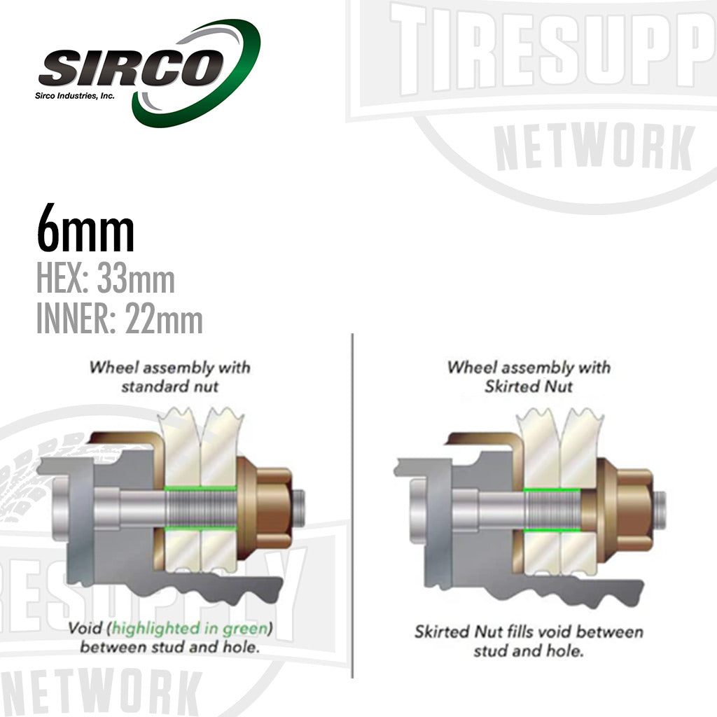 Sirco | Skirted Sleeve Nut With 6mm Sleeve (333SN6)