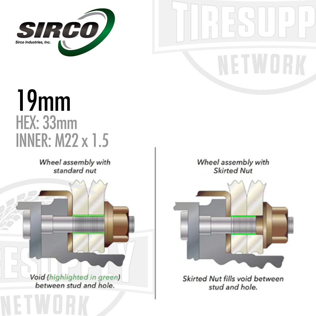 Sirco SN19 | Skirted Sleeve Nut With 19mm Sleeve – Tire Supply Network