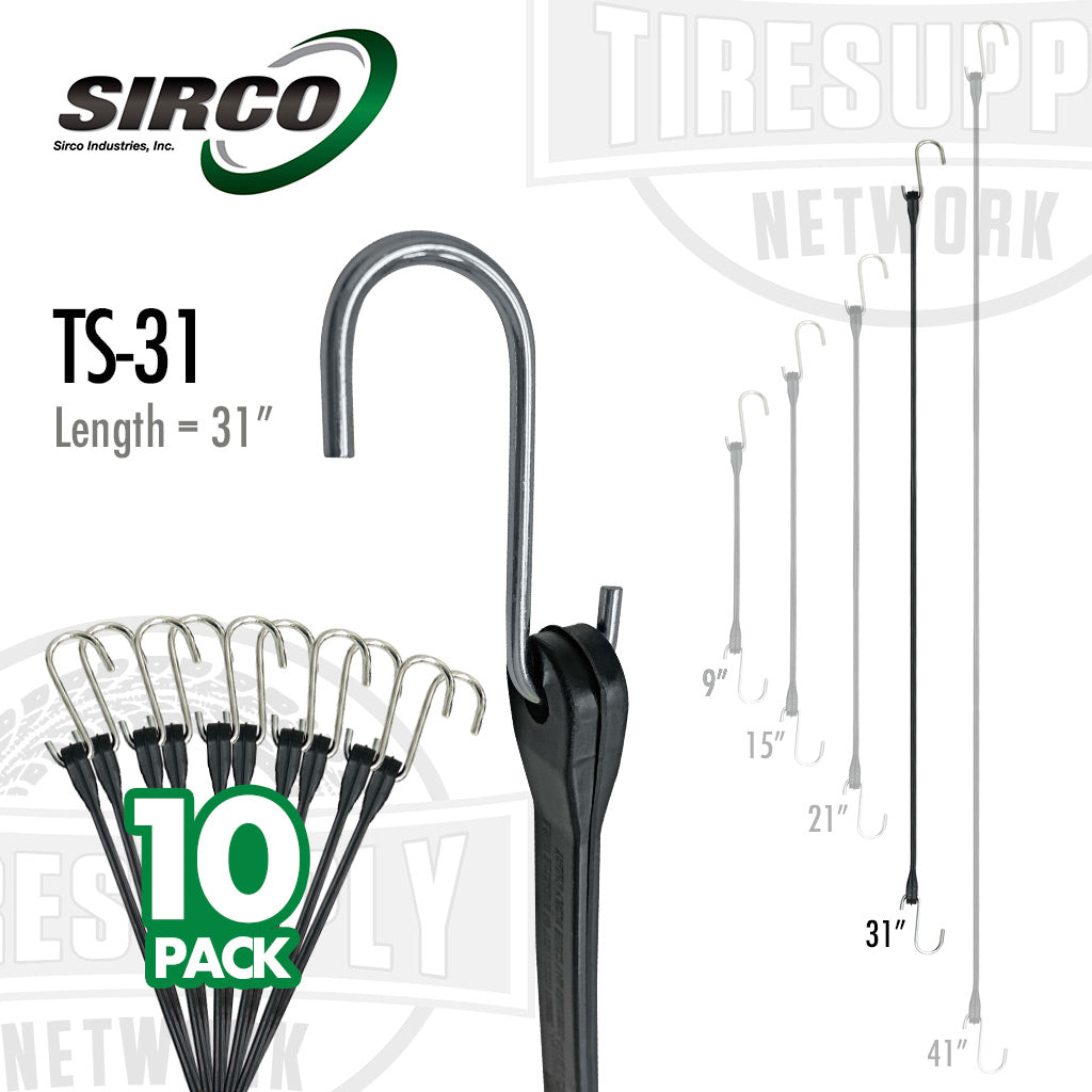 Sirco | EPDM Tarp Straps with S-Hooks - 9&quot;- 41&quot; (T-*)