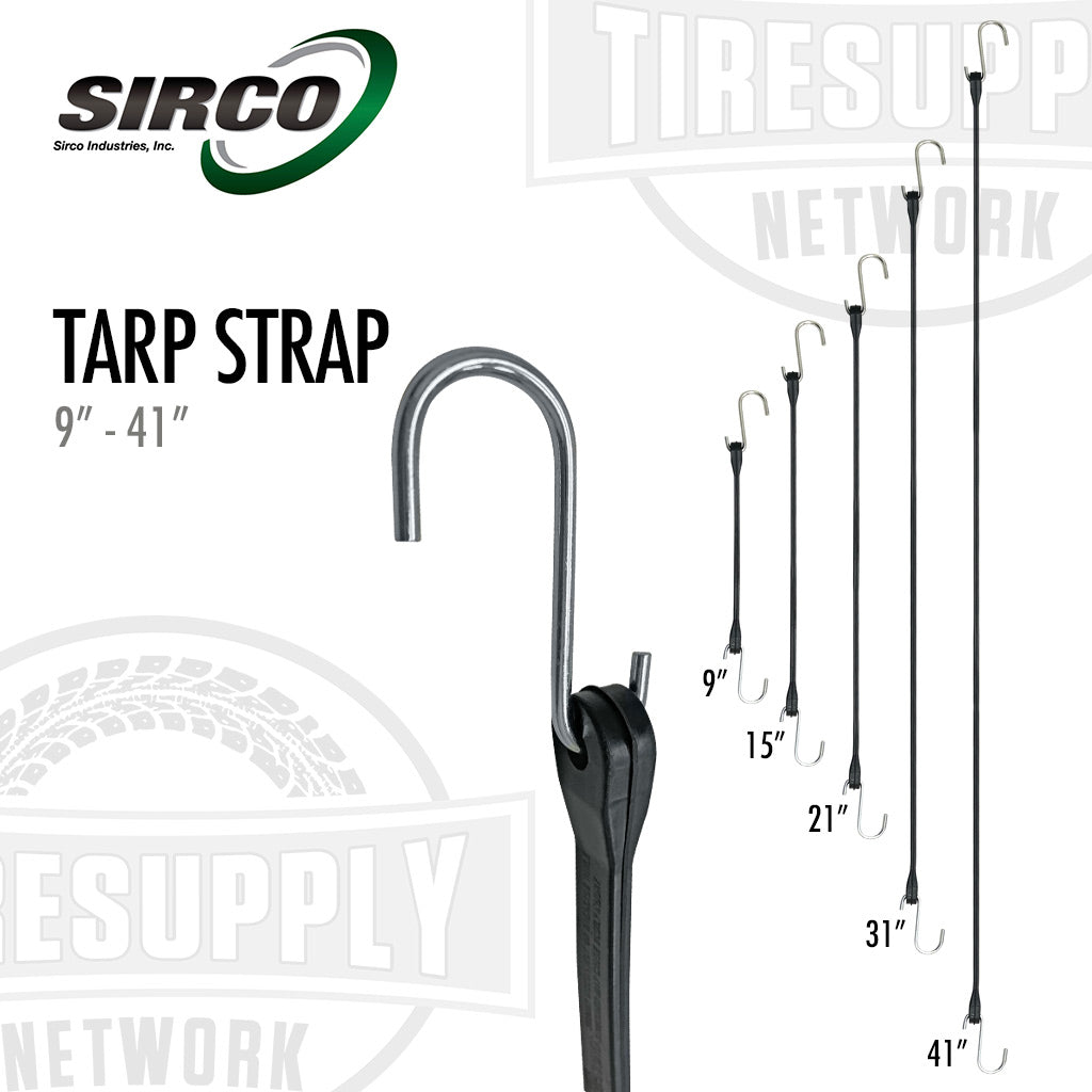 Sirco | EPDM Tarp Straps with S-Hooks - 9&quot;- 41&quot; (T-*)
