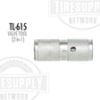 A silver-colored 2-in-1 valve tool combination core remover and deflator with textured grips and markings 'TL-615 VALVE TOOL (2-In-1)'.
