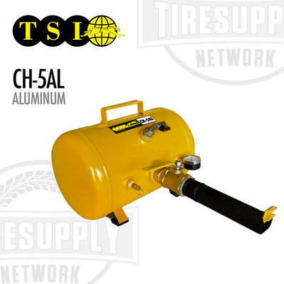 Yellow tire inflator with 'TSI' branding on a white background. CH-5AL. Bead Seater.