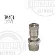 Metal tank valve with a knurled cap, labeled TV-401, against a white background