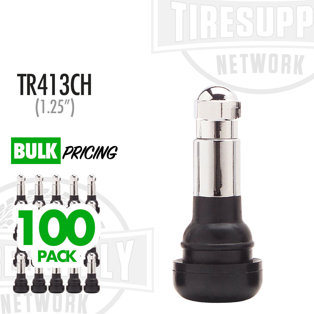 1.25" Chrome Sleeve Rubber Snap-In Valve Stem (TV-413CH*)