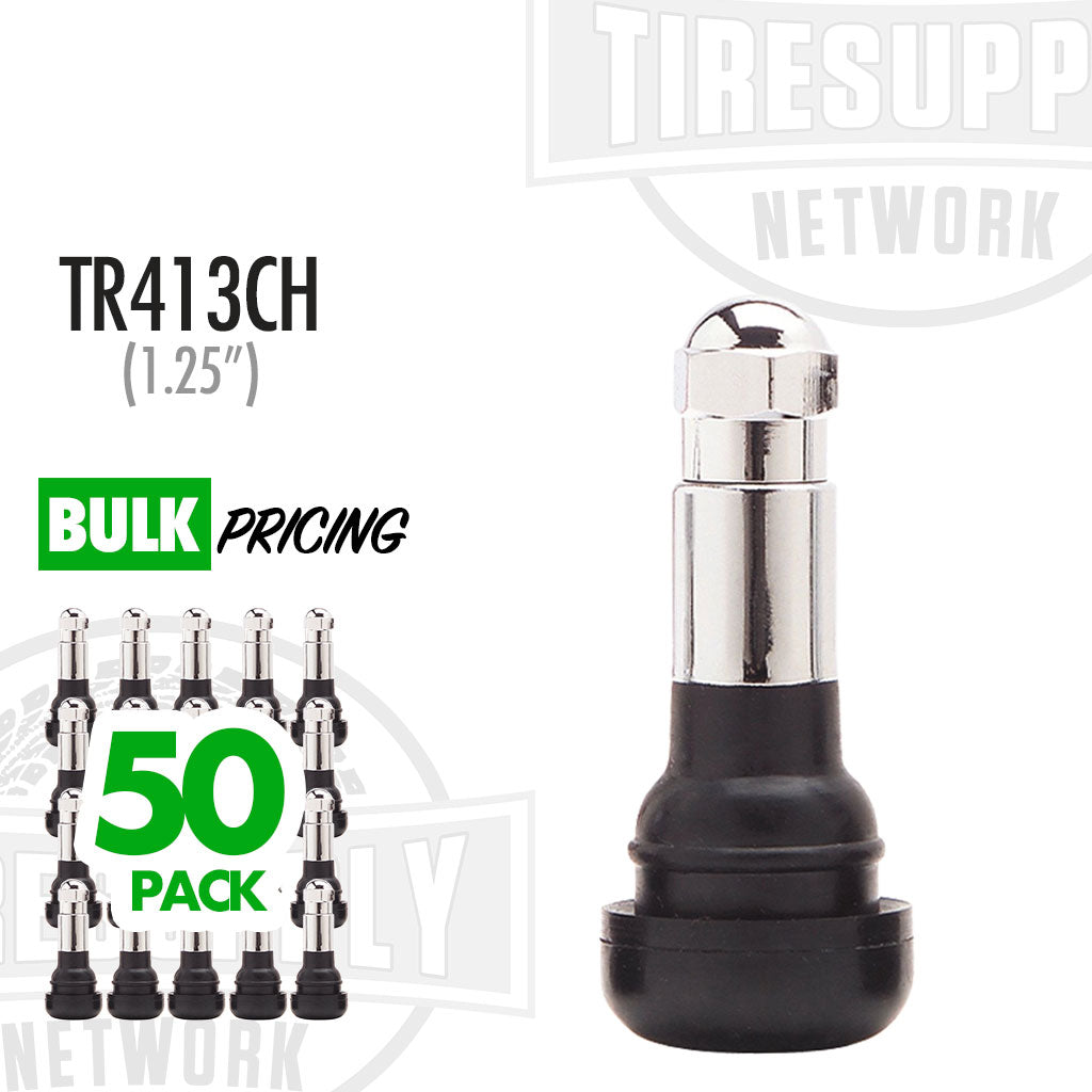 1.25" Chrome Sleeve Rubber Snap-In Valve Stem (TV-413CH*)