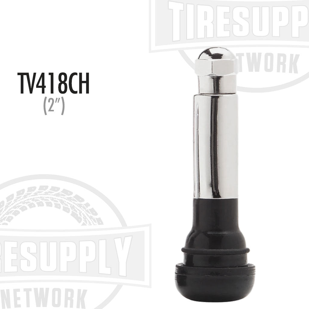 2" Rubber Chrome Sleeve Snap-In Valve Stem (TV-418CH)