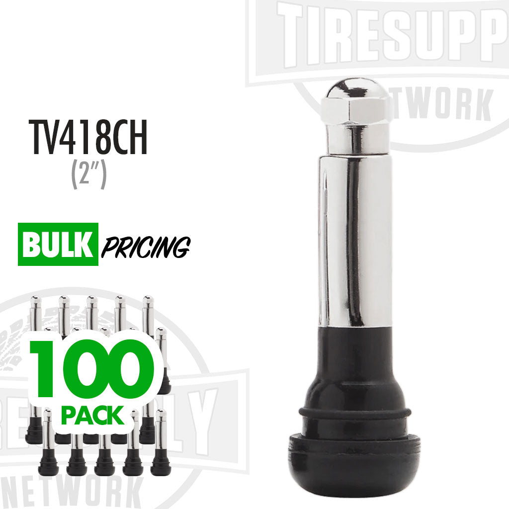 2" Rubber Chrome Sleeve Snap-In Valve Stem (TV-418CH)