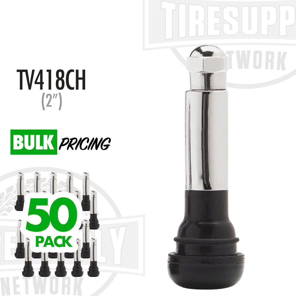 2" Rubber Chrome Sleeve Snap-In Valve Stem (TV-418CH)